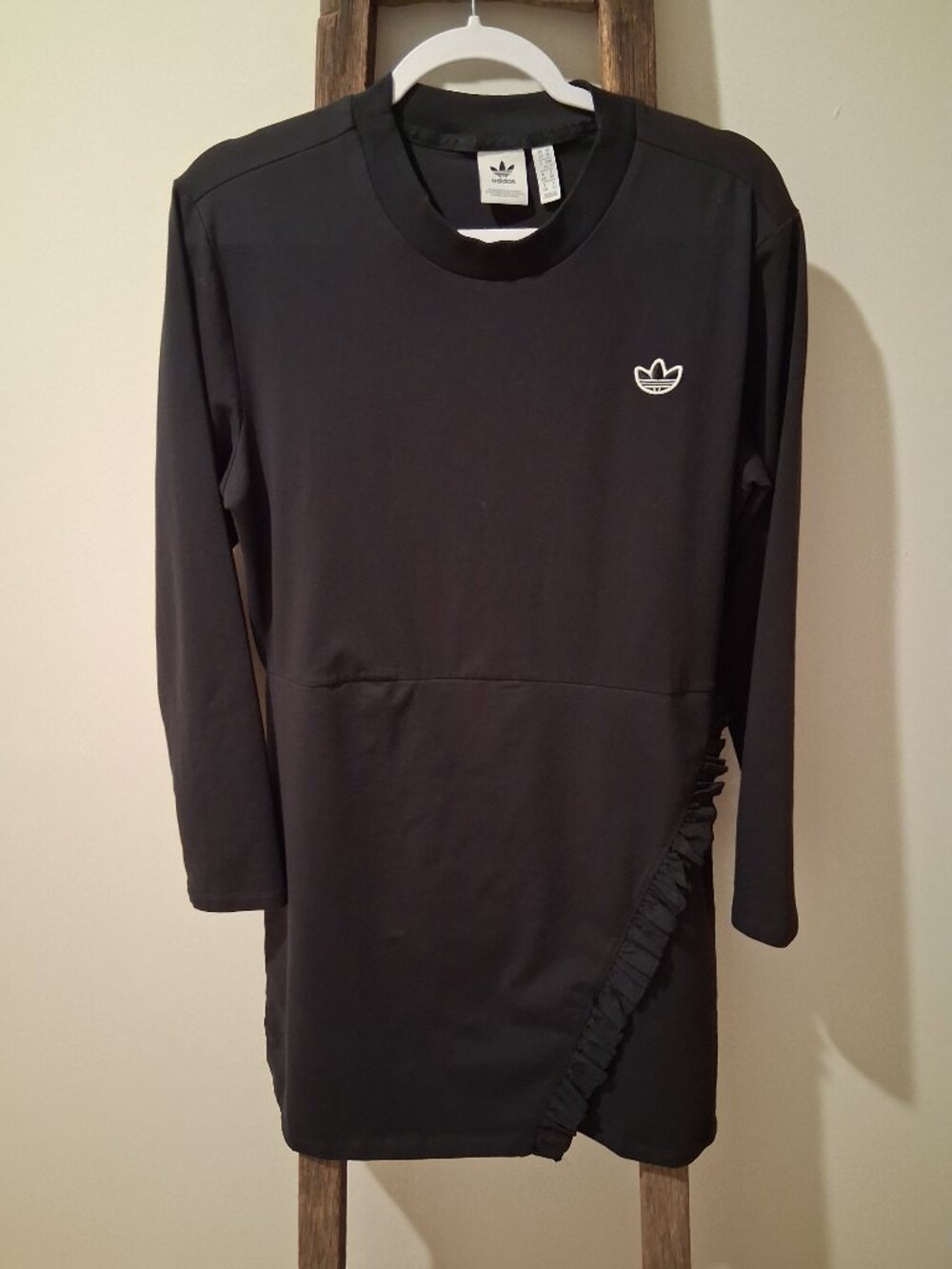 Adidas Black Long Sleeve Dress With Ruffle